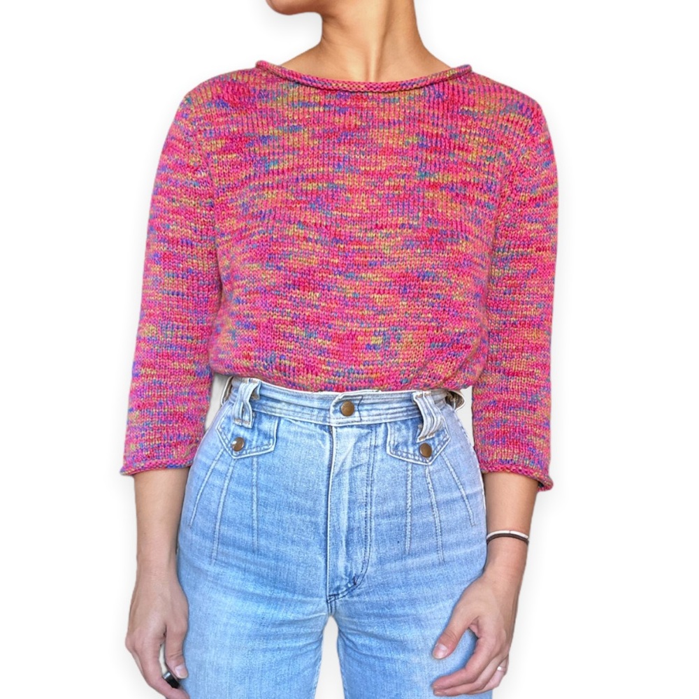 Vintage Y2K Rainbow Knit Boxy Sweater